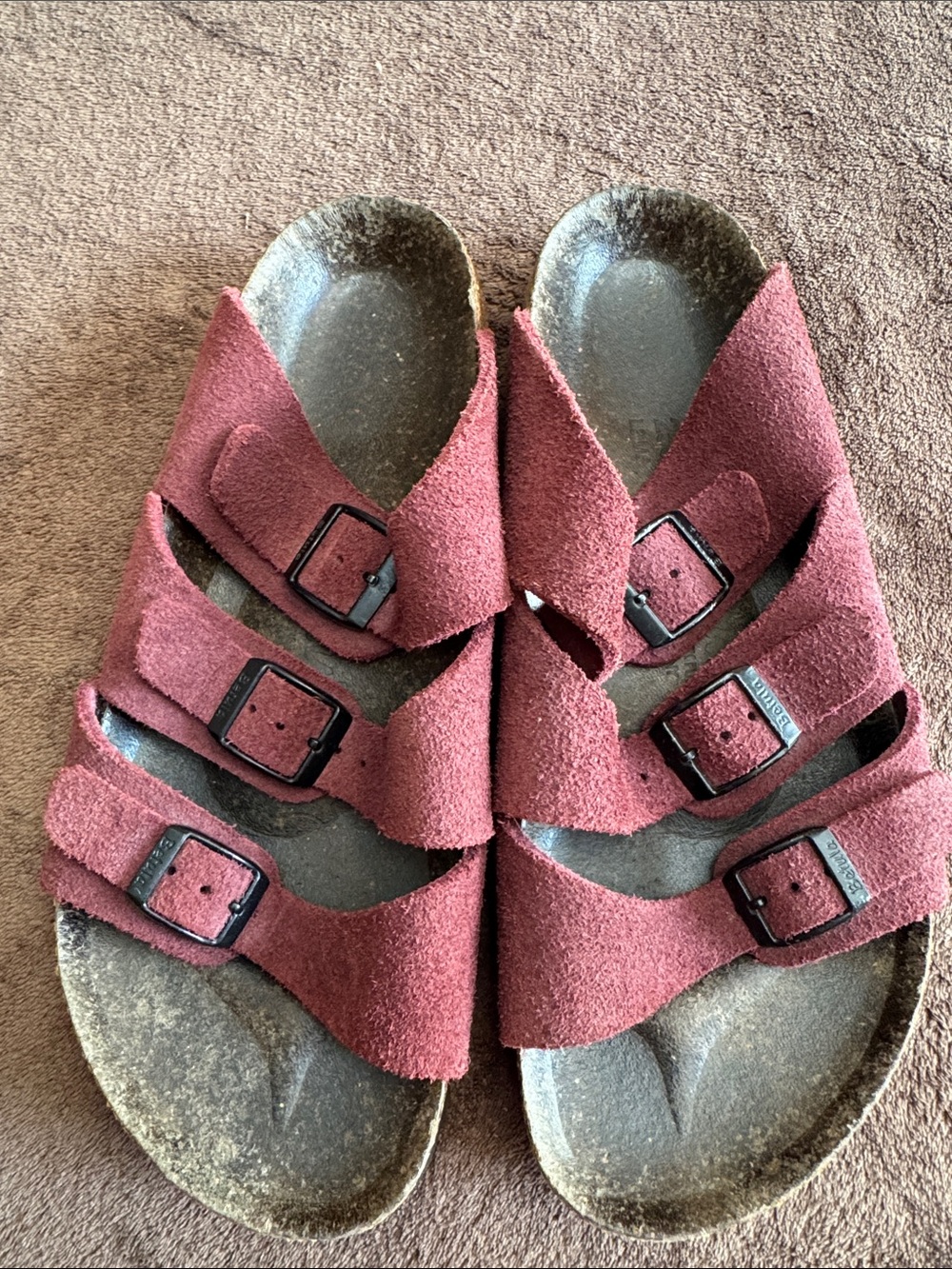 Betula by Birkenstock Women's Triple-Strap Suede Sandals in Wine